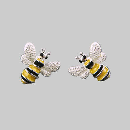 Bee silver plated earring - Hypoallergenic