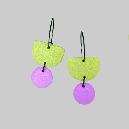 Pistachio Green Colour Block Hoop Earrings - Various colours Lilac