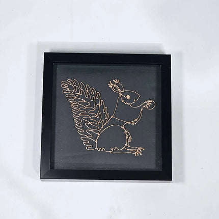 A Framed handmade wire Squirrel