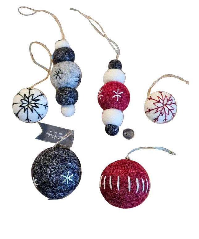 Felt baubles - East of India - Various designs