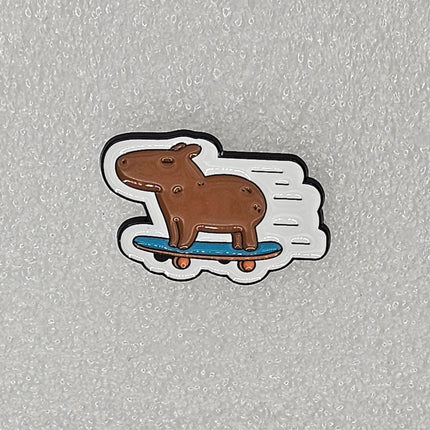 Capybara Pin Badges - various designs Blue scateboard