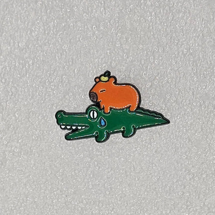 Capybara Pin Badges - various designs Crocodile