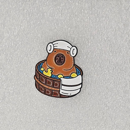 Capybara Pin Badges - various designs Hot tub