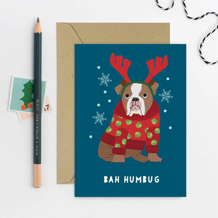 Grumpy Dog Holiday Card - Christmas Card - Seasonal Card