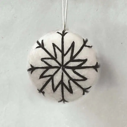 Felt baubles - East of India - Various designs White and Black