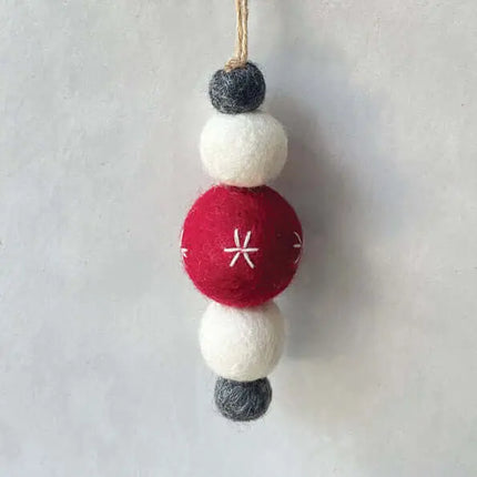 Felt baubles - East of India - Various designs Red felt droplet