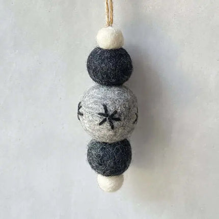 Felt baubles - East of India - Various designs Grey felt droplet