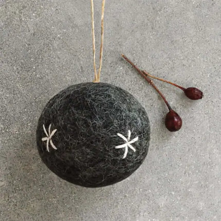 Felt baubles - East of India - Various designs Grey Bauble