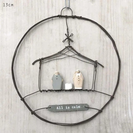 rusty wire wreath -Nativity Scene- East of India