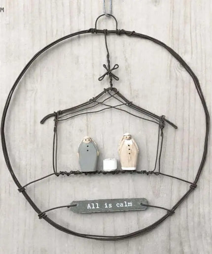 rusty wire wreath -Nativity Scene- East of India