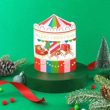 Christmas Fairground Carousel Card Holiday Card