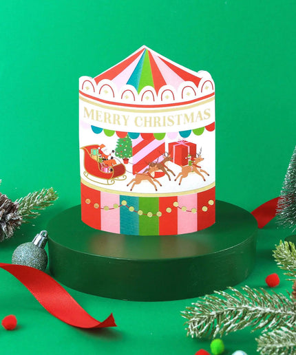 Christmas Fairground Carousel Card Holiday Card