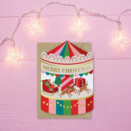 Christmas Fairground Carousel Card Holiday Card