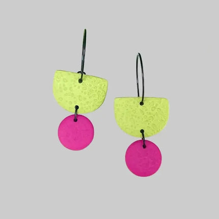 Pistachio Green Colour Block Hoop Earrings - Various colours Hot Pink