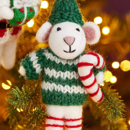 Felt Santa Elf Decoration Candy Cane