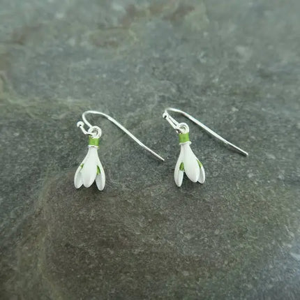 Snowdrop Flower Single Drop Earrings Silver Plated jewellery
