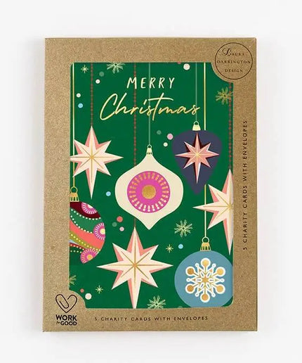 Charity Card Pack - Merry Christmas Baubles