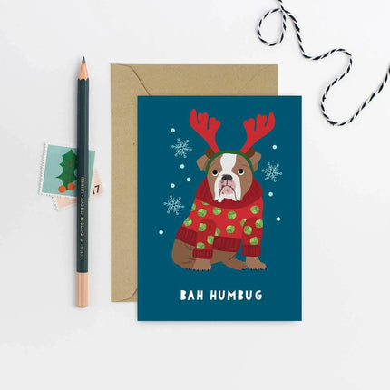 Grumpy Dog Holiday Card - Christmas Card - Seasonal Card