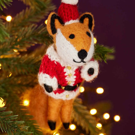 Felt Santa Fox Christmas Decoration