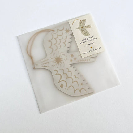 Screenprinted Wooden Decoration - White Bird