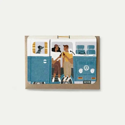 Blue Campervan Greetings Card