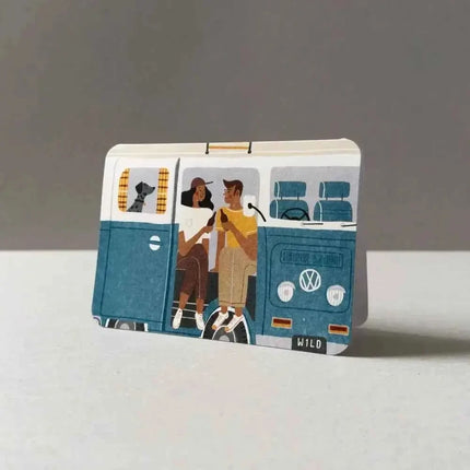 Blue Campervan Greetings Card