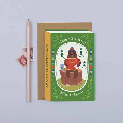 Brown Bear Adventurer Birthday Card