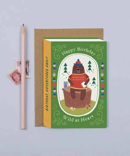 Brown Bear Adventurer Birthday Card