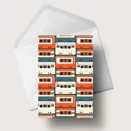 Retro Cassette Greeting Card - Blank inside