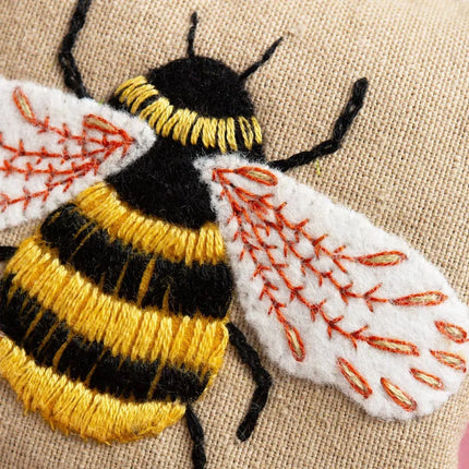 Linen Lavender Bags Embroidery Kit - Bees