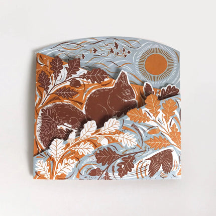 Concertina Card - Autumn Leaves - Squirrel