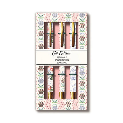 Cath Kidston Gift 3 Pen Set - Pink Blue Flowers