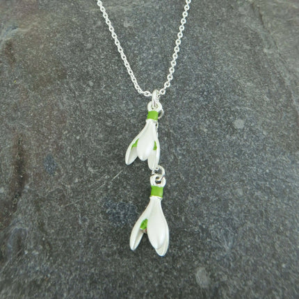 Snowdrop White Flower Pendant Necklace