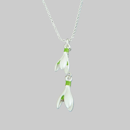 Snowdrop White Flower Pendant Necklace