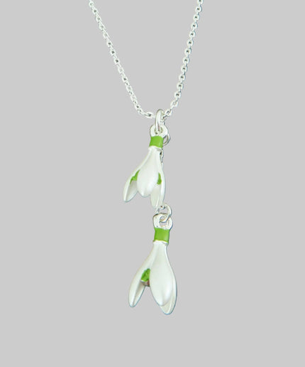 Snowdrop White Flower Pendant Necklace