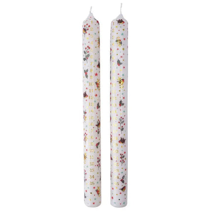 Advent Candles - Pack of 2 - Deck the Halls Robin themed Christmas Candles