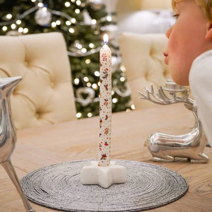 Advent Candles - Pack of 2 - Deck the Halls Robin themed Christmas Candles