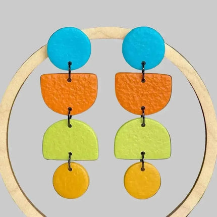 Colour Block Geometric Handmade Polymer Clay Earrings
