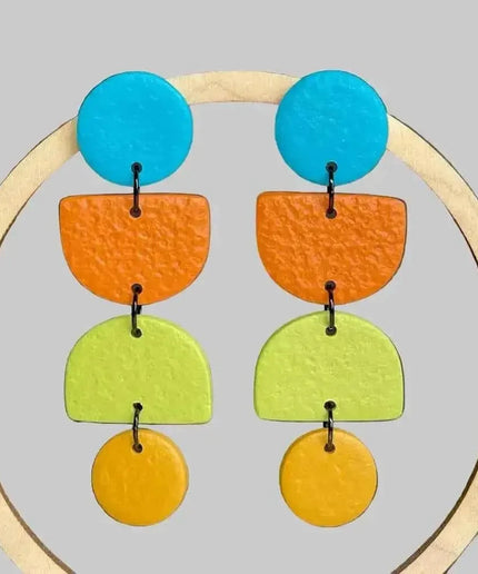 Colour Block Geometric Handmade Polymer Clay Earrings