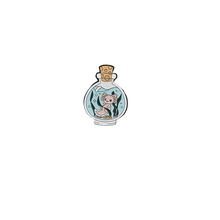 Cute Axolotl pin badges (various Kawaii cutie designs) Bottled axolotl