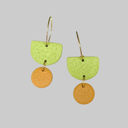 Pistachio Green Colour Block Hoop Earrings - Various colours Orange