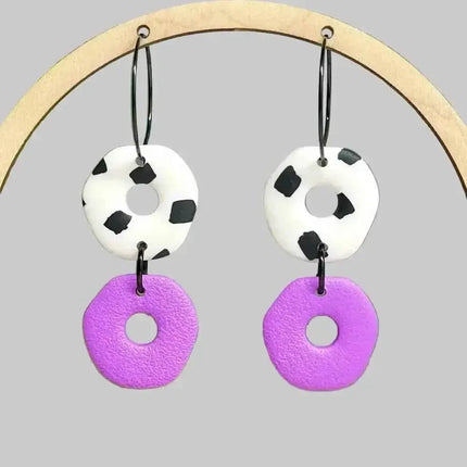 Dalmatian Print Clay Hoop Earrings - Statement jewellery