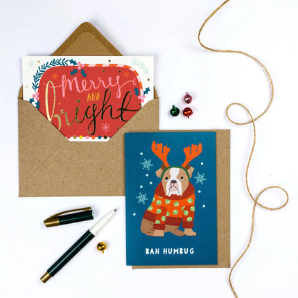 Grumpy Dog Holiday Card - Christmas Card - Seasonal Card