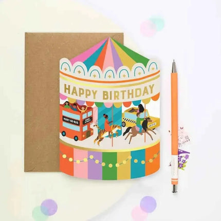 Fairground Carousel Birthday Card