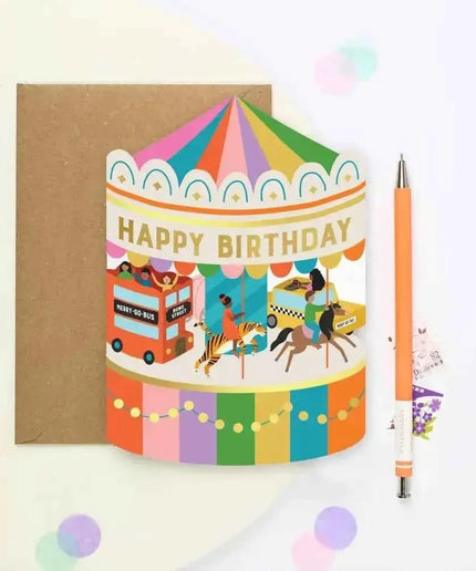 Fairground Carousel Birthday Card