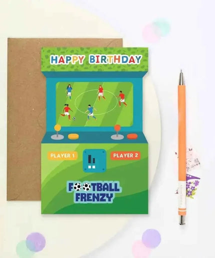 Football Frenzy Arcade Shaped Birthday Card | Kid's Card