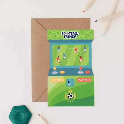 Football Frenzy Arcade Shaped Birthday Card | Kid's Card