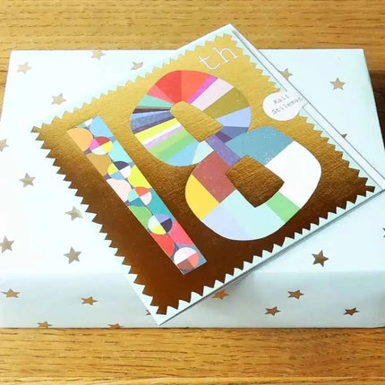 Gold Foiled Number Eighteen Card
