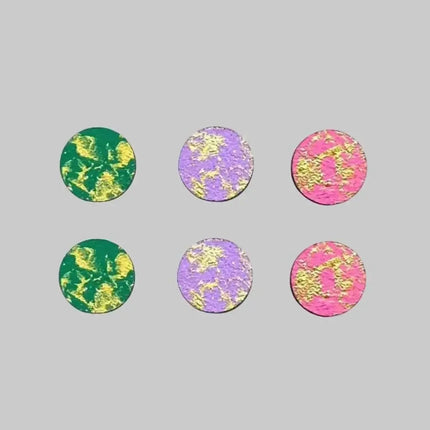 Green, lilac and pink gold blush fun stud earrings set