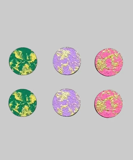 Green, lilac and pink gold blush fun stud earrings set